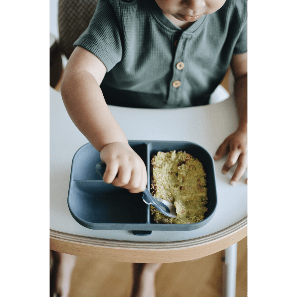 Beaba Silicone Suction Divided Plate for Babies and Toddlers - Ergonomic Design, Non-Slip, Unbreakable, Dishwasher & Microwave Safe, Self Feeding Baby Plate, Easy to Clean, BPA-Free, Mealtime Essential, 4M+