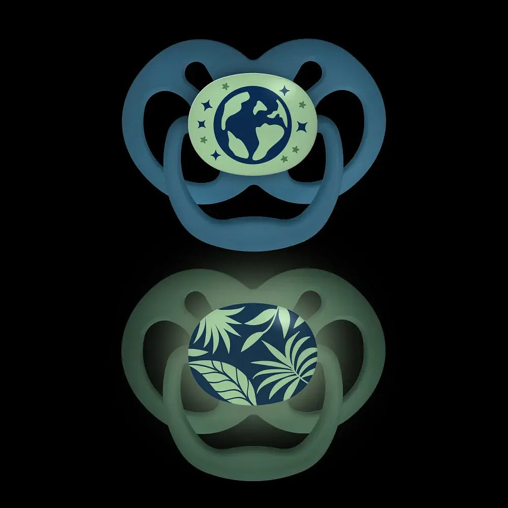 Dr. Brown's Advantage Pacifier, Stage 2, Glow in the Dark, Blue Nature, 2-Pack (PA22004-P4.R1)