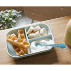 Beaba Silicone 2 Piece Meal Set – Suction Divided Plate & 2nd Stage Silicone Spoon, Non-Slip, Unbreakable, Easy to Clean, BPA-Free Baby Feeding Set for Mess-Free Mealtime Essentials, 4M+
