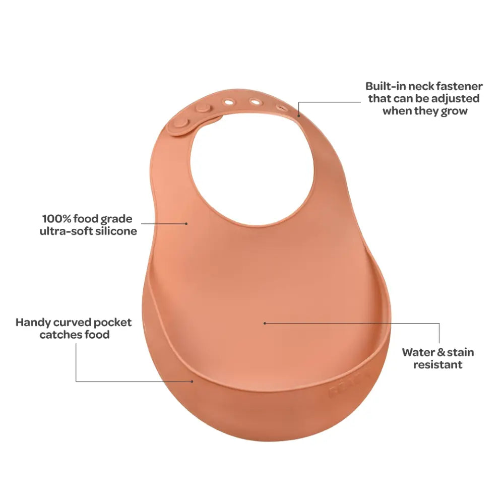 Beaba Silicone Waterproof Baby Feeding Bib with Food Catcher Pocket, BPA-Free, Easy to Clean, 4M+