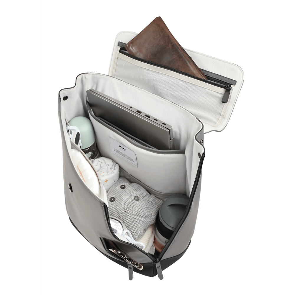 Beaba Oslo Baby Diaper Bag – Multifunctional Travel Baby Backpack with Large Capacity, Multi-Pocket Organizer with Changing Pad, Insulated Bottle Pouch & Stroller Clips – Ideal for Moms & Dads On the Go