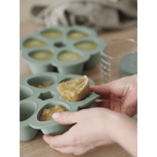 Beaba Silicone Multiportion Tray with Airtight Lid for Baby Food Storage - Ideal Container for Storing Snacks & Baby Meals, Easy Grip, Freezer & Microwave Safe, 6 Servings of 90ml Each