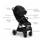 Nuna Trvl LX Cabin Friendly Stroller|Lightweight-Compact|One Hand Fold|Extendable Canopy|Big Rear Wheel|All Wheel Suspension|0 to 4Y (Upto 22Kg) - Caviar