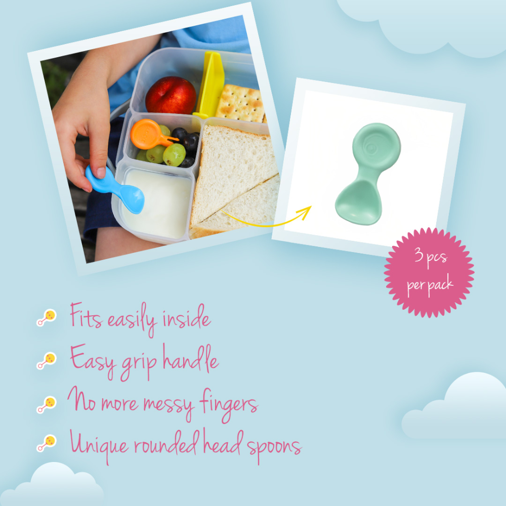 B.Box Mini Spoon Set - Easy Grip Handle & Compact for Lunchboxes - Pastel (Pack of 3)