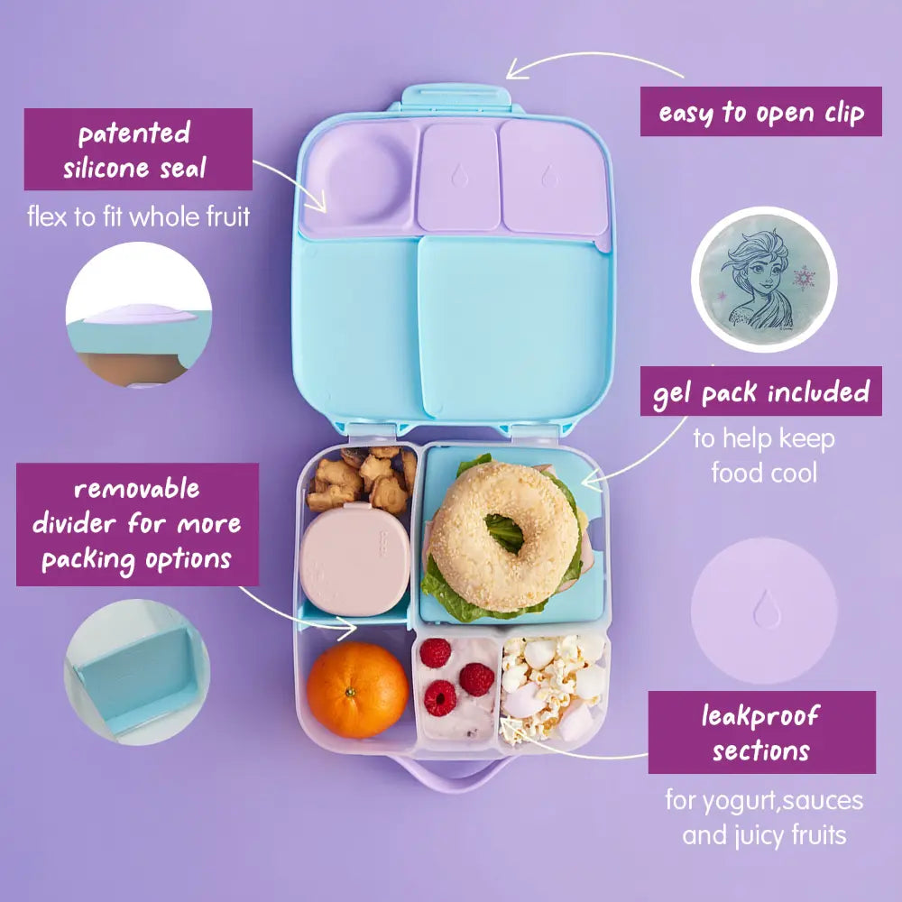 B.Box Kids Lunchbox – 2 Litre, Leak-Proof Bento Style with Gel Cooler Pack, Adjustable Divider & Whole Fruit Compartment – Multicolor