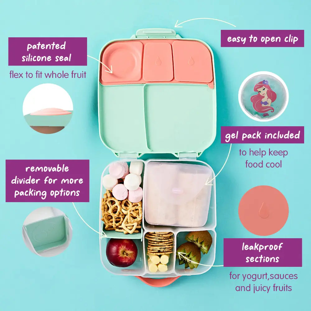 B.Box Kids Lunchbox – 2 Litre, Leak-Proof Bento Style with Gel Cooler Pack, Adjustable Divider & Whole Fruit Compartment – Multicolor