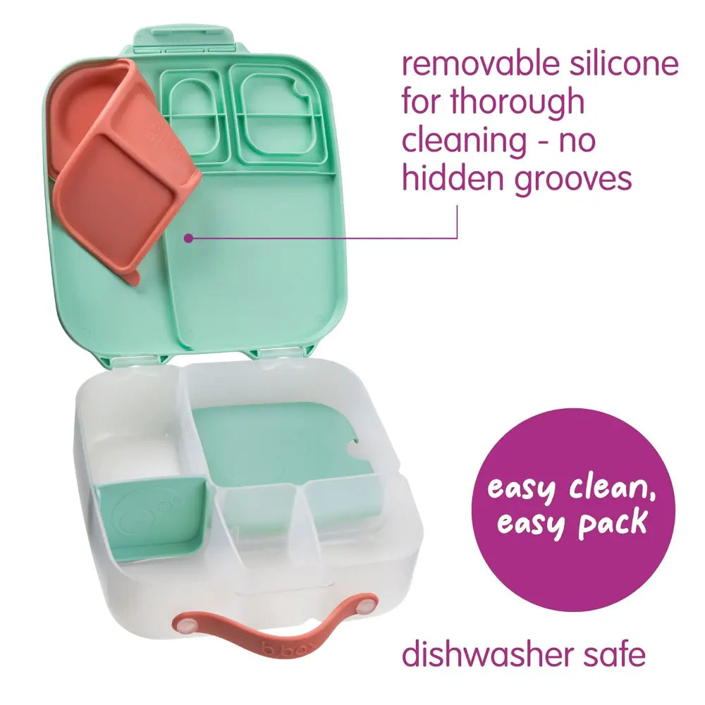 B.Box Kids Lunchbox – 2 Litre, Leak-Proof Bento Style with Gel Cooler Pack, Adjustable Divider & Whole Fruit Compartment – Multicolor