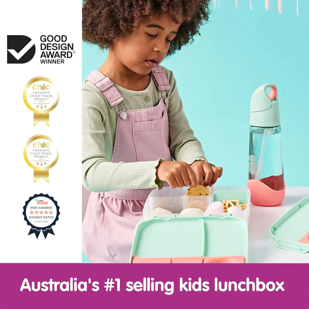 B.Box Kids Lunchbox – 2 Litre, Leak-Proof Bento Style with Gel Cooler Pack, Adjustable Divider & Whole Fruit Compartment – Multicolor
