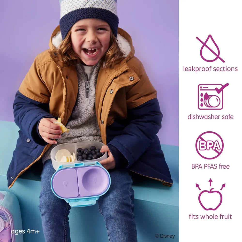 B.Box Snack Box for Kids – Leak-Proof container, 2 Compartments, BPA-Free, Easy to Open & Carry – Multicolour