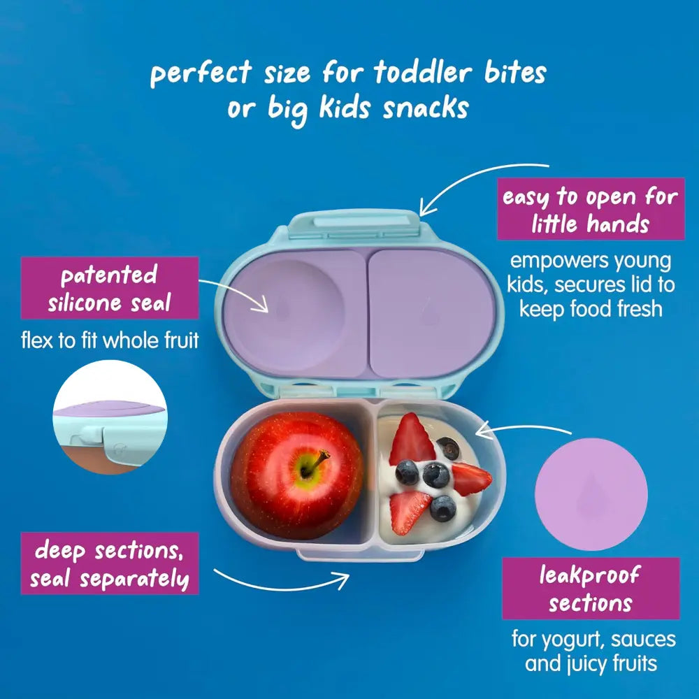 B.Box Snack Box for Kids – Leak-Proof container, 2 Compartments, BPA-Free, Easy to Open & Carry – Multicolour