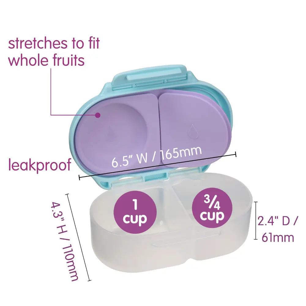 B.Box Snack Box for Kids – Leak-Proof container, 2 Compartments, BPA-Free, Easy to Open & Carry – Multicolour