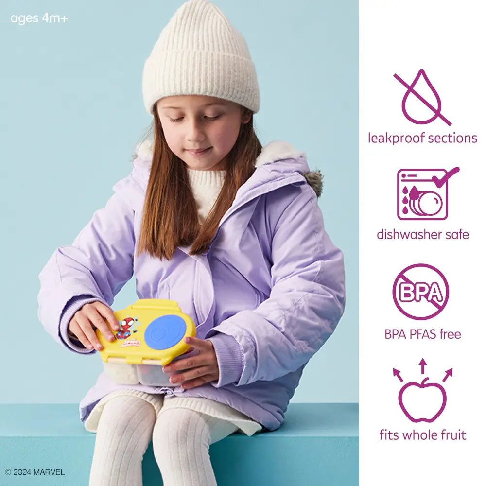 B.Box Snack Box for Kids – Leak-Proof container, 2 Compartments, BPA-Free, Easy to Open & Carry – Multicolour