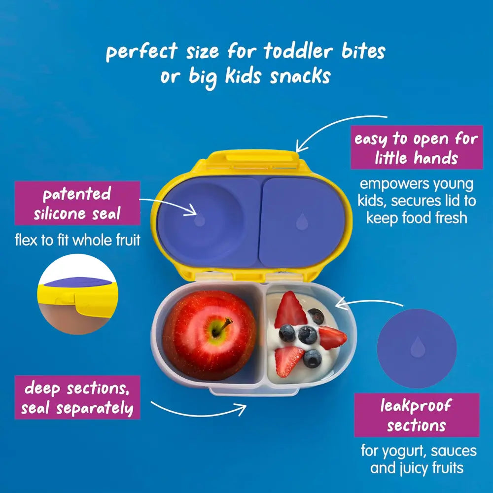 B.Box Snack Box for Kids – Leak-Proof container, 2 Compartments, BPA-Free, Easy to Open & Carry – Multicolour