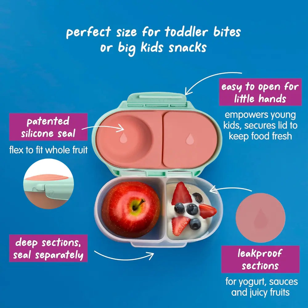 B.Box Snack Box for Kids – Leak-Proof container, 2 Compartments, BPA-Free, Easy to Open & Carry – Multicolour