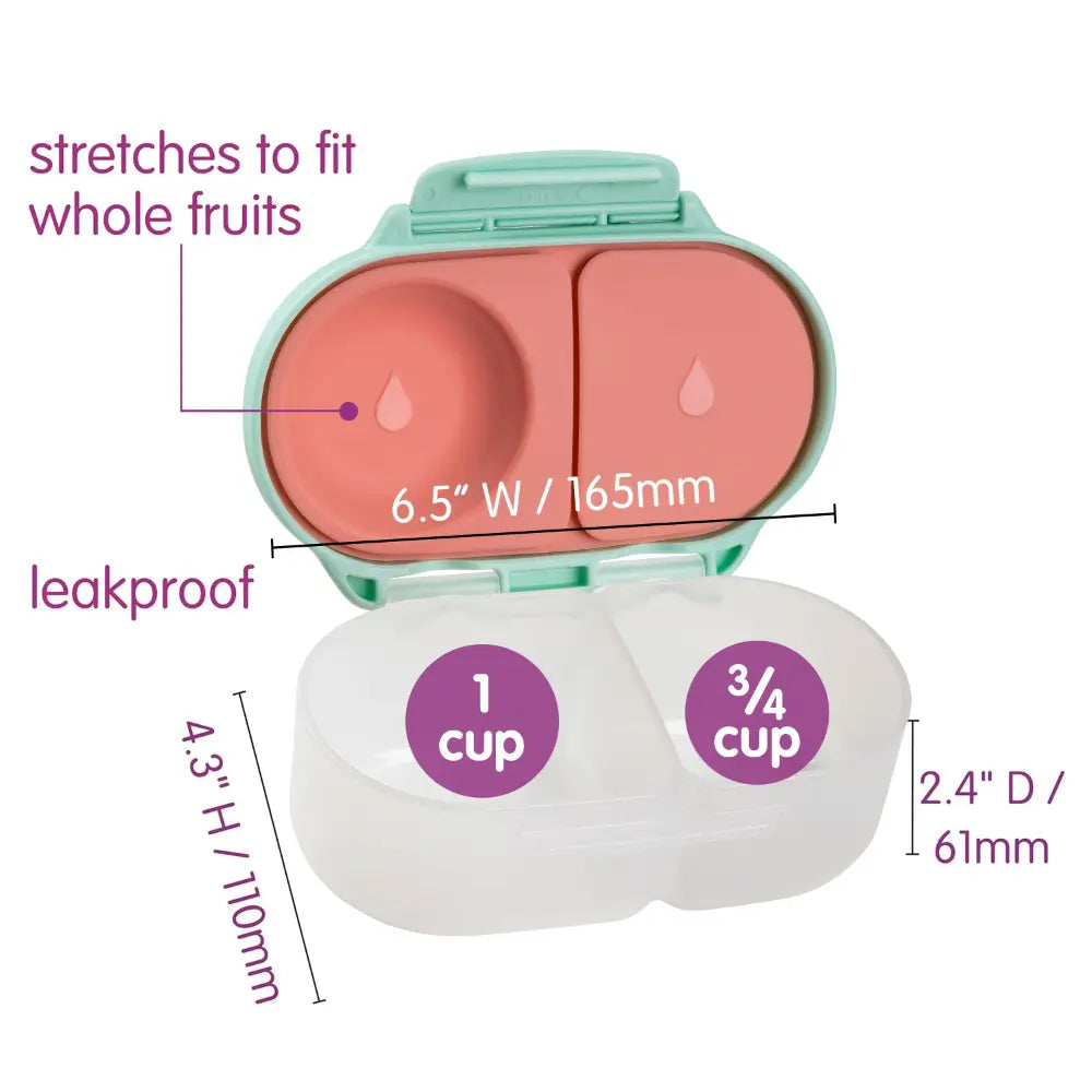 B.Box Snack Box for Kids – Leak-Proof container, 2 Compartments, BPA-Free, Easy to Open & Carry – Multicolour