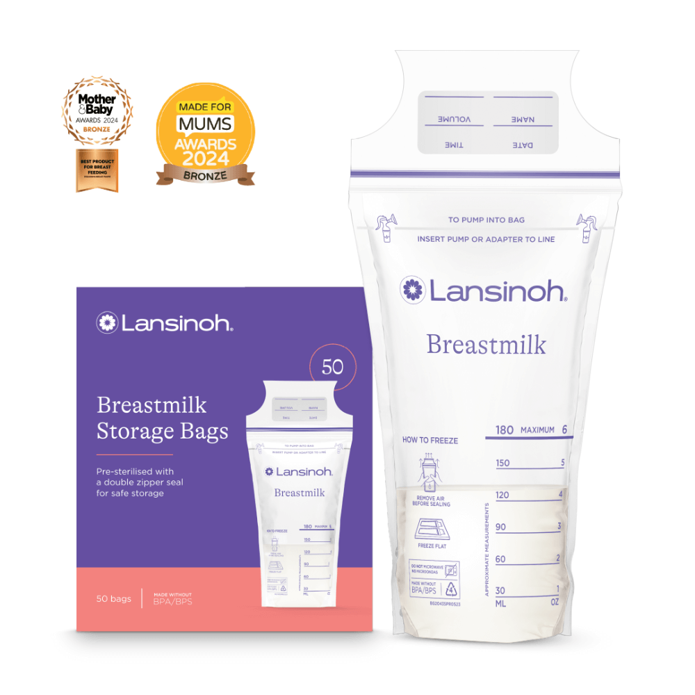 Lansinoh Breast Milk Transparent Storage Bags - Breastmilk Pouches For Fridge or Freezer Use, Pre-sterilized, Reinforced Double Sealed Side, Double Zipper For Ultimate Protection