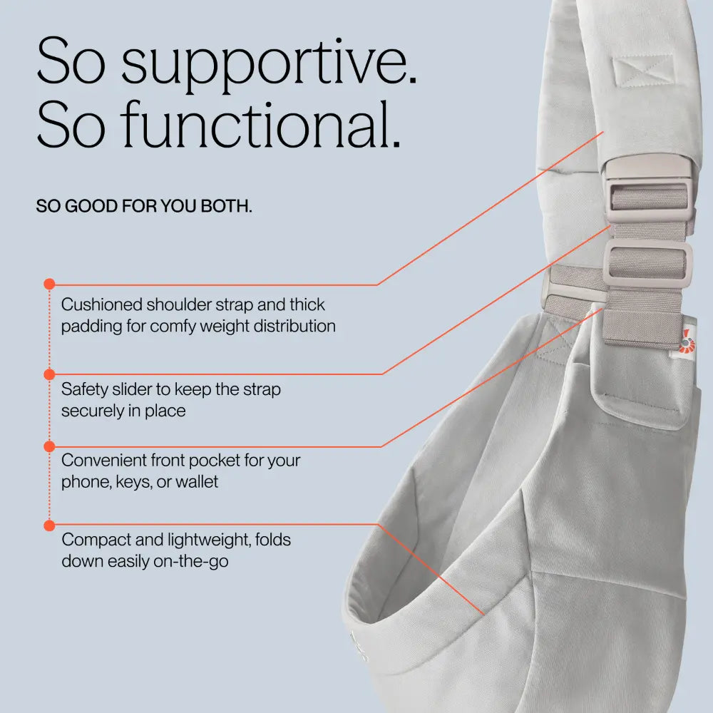 Ergobaby Upsie Sling Baby Carrier, Soft & Ergonomic Carrier with Cushioned Adjustable Shoulder Strap, Bucket Seat, Front Pocket, 100% Breathable Cotton, Perfect for Travel & Everyday Use, 6M - 4Years