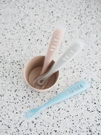 Beaba 1st Stage Silicone Spoon - Baby Led Weaning Self Feeding Training Spoon with Ultra Soft Tip, Gum Friendly, Ergonomic Handles, BPA Free, 4m+