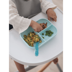 Beaba Silicone 2 Piece Meal Set – Suction Divided Plate & 2nd Stage Silicone Spoon, Non-Slip, Unbreakable, Easy to Clean, BPA-Free Baby Feeding Set for Mess-Free Mealtime Essentials, 4M+