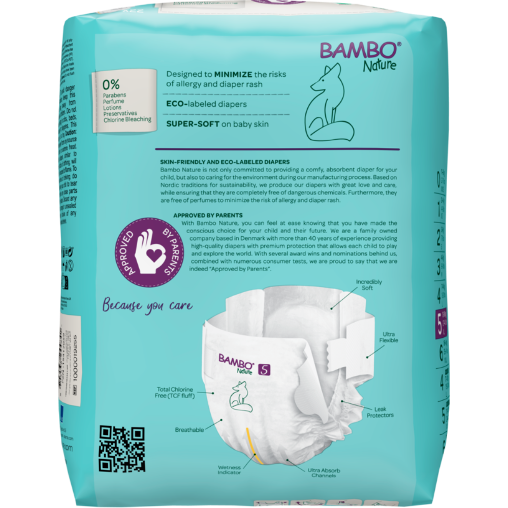 Bambo Nature Premium Baby Tape Diapers for Babies, XL Size (12-18 Kgs), Super Absorbent, Breathable, Extra Soft, Dermatologically Tested, Hypoallergenic Infant Nappies With Wetness Indicator