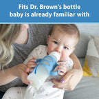 Dr. Brown's 8 oz/250 mL Narrow Sippy Spout Bottle w/ Silicone Handles, Lt Blue & Lt Gray, 2-Pack