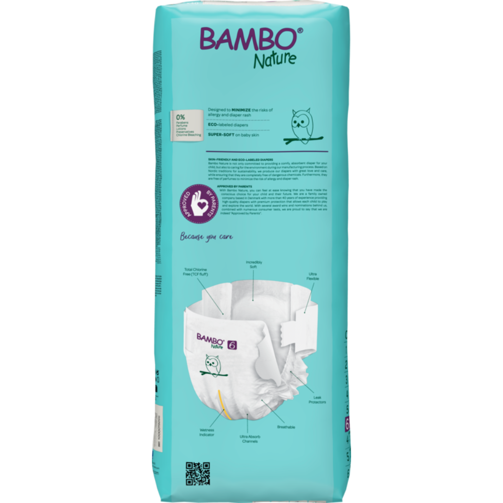 Bambo Nature Premium Baby Tape Diapers for Babies, XXL Size (16+ Kgs), Super Absorbent, Breathable, Extra Soft, Dermatologically Tested, Hypoallergenic Infant Nappies With Wetness Indicator