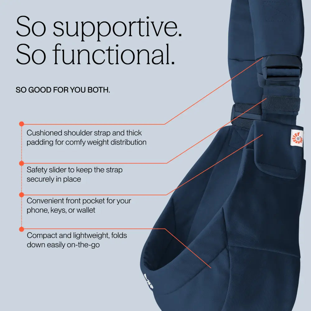 Ergobaby Upsie Sling Baby Carrier, Soft & Ergonomic Carrier with Cushioned Adjustable Shoulder Strap, Bucket Seat, Front Pocket, 100% Breathable Cotton, Perfect for Travel & Everyday Use, 6M - 4Years