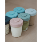 Beaba Food Storage Set - Airtight Interlocking Stackable Containers for Baby & Toddler Meals with Graduation Scale, Leakproof, Microwave & Freezer Safe, Travel Friendly, 250ML, Set of 6, Multicolor
