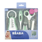 Beaba 9 Baby Toiletry & Grooming Essentials, Includes Thermometer, Hairbrush, Nail Clippers, Nasal Aspirator, Gum Massaging Toothbrush, Teether Baby Scissors, Bath Thermometer, Nail File, and Multi-Compartment Travel Pouch