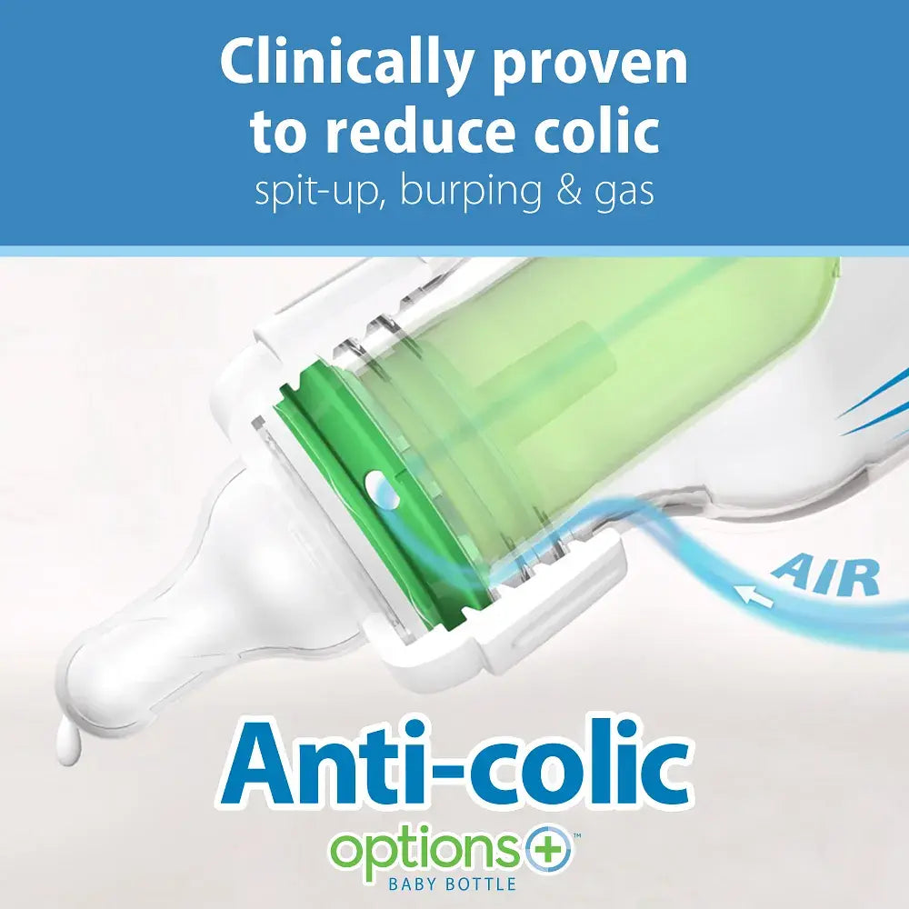 Dr. Brown's Natural Flow Anti-Colic Options+ Narrow Baby Bottle, 8 oz/250 ml, Pink, 1-Pack