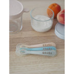 Beaba 2nd Stage Silicone Spoon - Set of 4, Baby Led Weaning Self Feeding Training Spoon with Ultra Soft Tip, Gum Friendly, Ergonomic Handles, BPA Free, 8m+