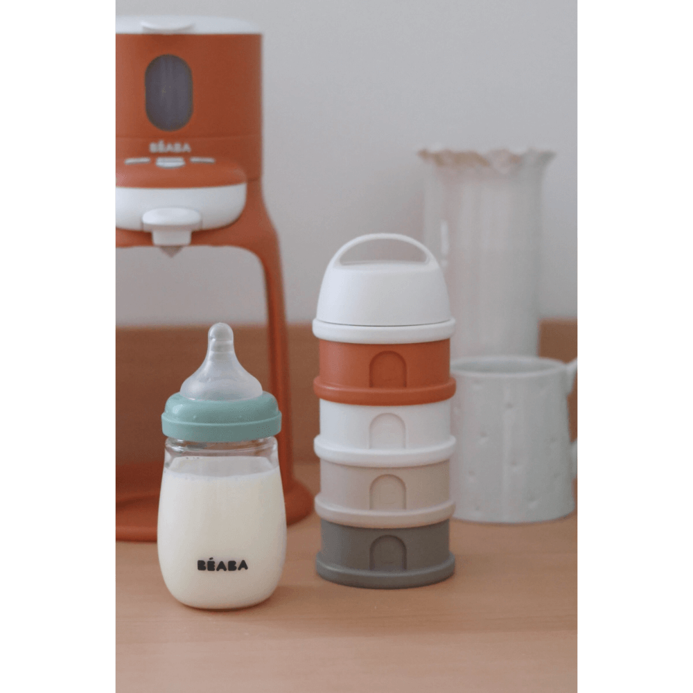 Beaba Stacked Formula Container - Airtight Multifunctional Storage Container for Storing Milk Powder and Baby Food, 4 Interchangeable Compartments, Microwave Safe, Travel Friendly