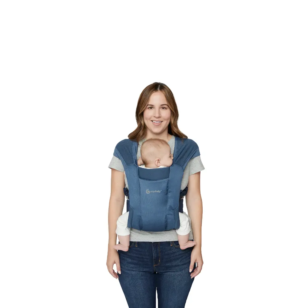 Ergobaby Embrace Newborn Baby Carrier, Soft, Cosy & Lightweight Newborn Ready Carrier, Ergonomic “M” Position, Padded Head & Neck Support, Adjustable Waistbelt & Cross Straps, 2 Carry Positions, Easy to Use, 3-11 Kgs, 0-12 Months, Blue
