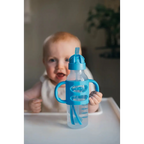 Dr. Brown's 8 oz/250 mL Narrow Sippy Straw Bottles w/ Silicone Handles, Gray & Blue, 2-Pack