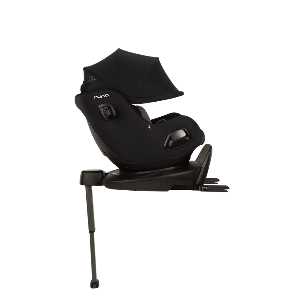 Nuna PRUU Aire Infant Car Seat|Convertible (Forward & Rear Facing)|360 Degrees Rotation with Base|Retractabe Sun Canopy|Moisture Absorbing Airy Mesh|5 Positions Recline In Both Mode|For 0 to 4Y|Upto 19 Kg - Caviar