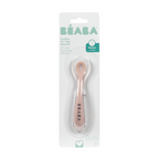 Beaba 2nd Stage Silicone Spoon - Baby Led Weaning Self Feeding Training Spoon with Ultra Soft Tip, Gum Friendly, Ergonomic Handles, BPA Free, 8m+