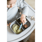 Beaba Silicone 2 Piece Meal Set – Suction Divided Plate & 2nd Stage Silicone Spoon, Non-Slip, Unbreakable, Easy to Clean, BPA-Free Baby Feeding Set for Mess-Free Mealtime Essentials, 4M+