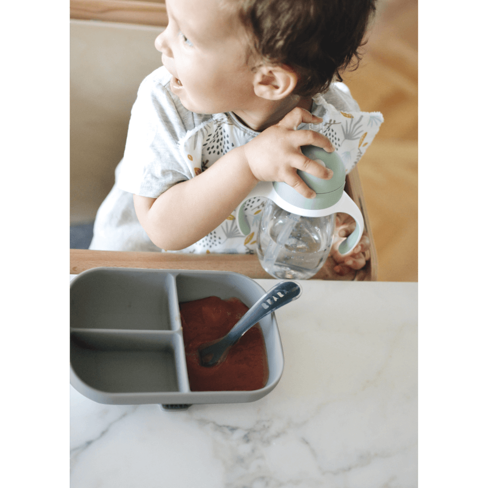 Beaba Silicone Suction Divided Plate for Babies and Toddlers - Ergonomic Design, Non-Slip, Unbreakable, Dishwasher & Microwave Safe, Self Feeding Baby Plate, Easy to Clean, BPA-Free, Mealtime Essential, 4M+