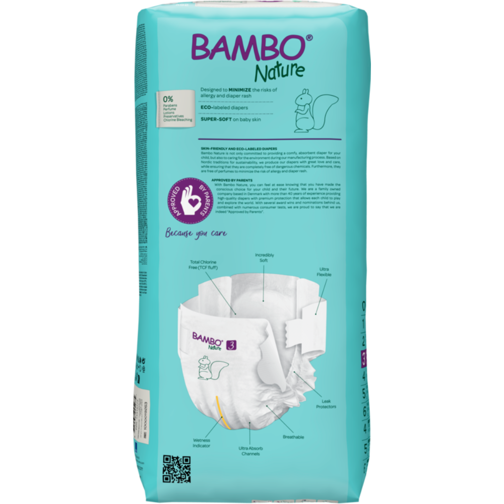 Bambo Nature Premium Baby Tape Diapers for Babies, Medium Size (4-8 Kgs), Super Absorbent, Breathable, Extra Soft, Dermatologically Tested, Hypoallergenic Infant Nappies With Wetness Indicator
