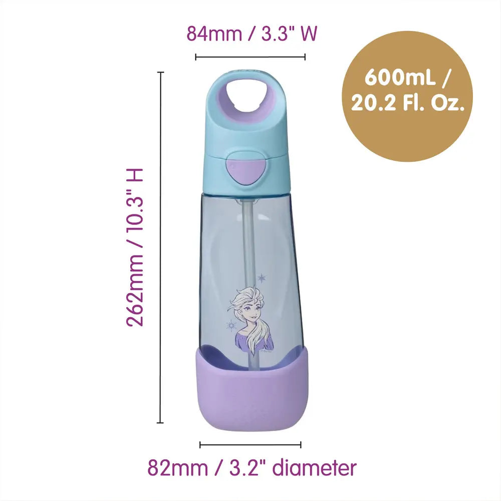 B.Box Disney Frozen Tritan Straw Water Bottle for Kids – 600ml, Durable & Spill-Proof, BPA-Free, Easy Grip Design – Multicolour
