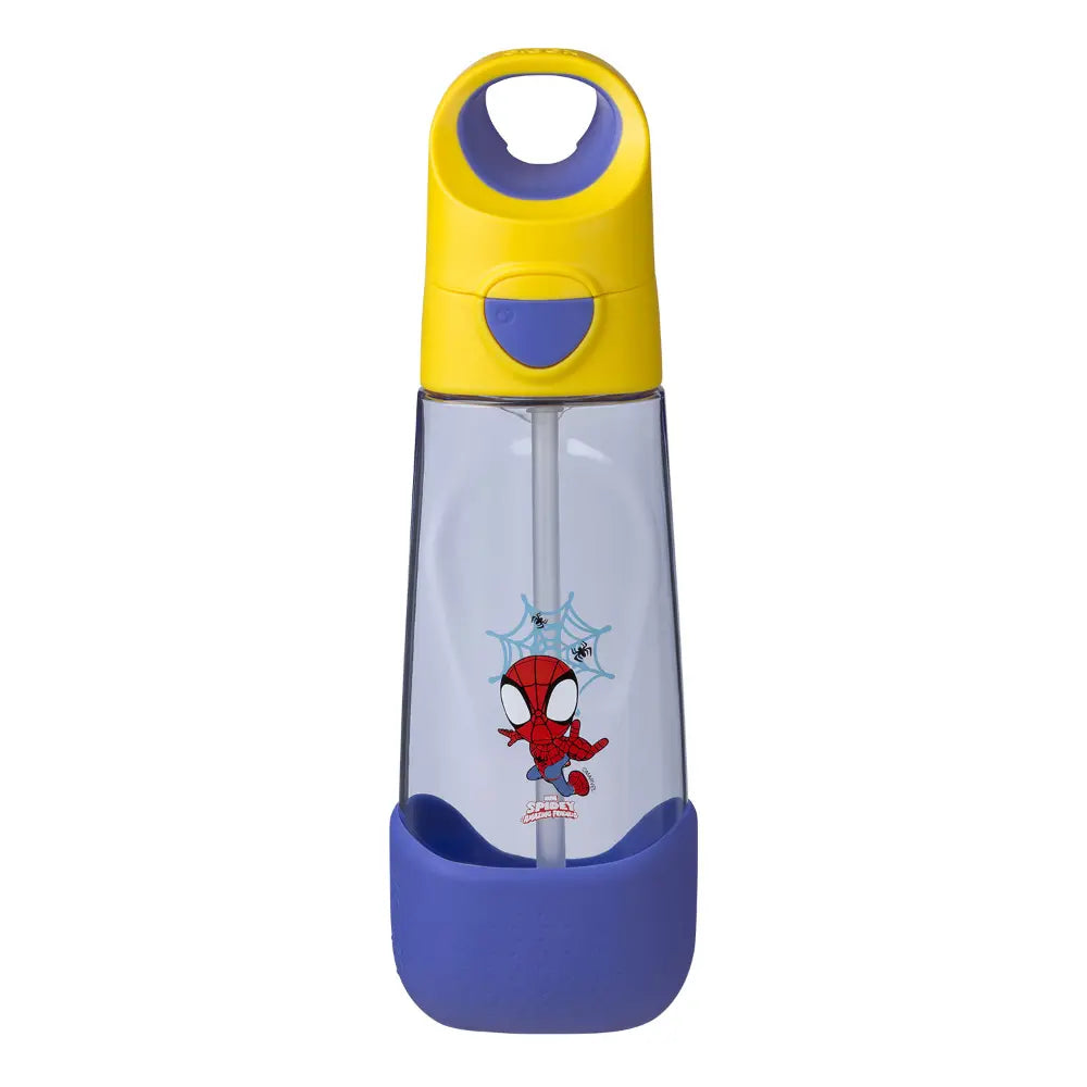 B.Box Marvel Spiderman Tritan Straw Water Bottle for Kids – 600ml, Durable & Spill-Proof, BPA-Free, Easy Grip Design – Multicolour