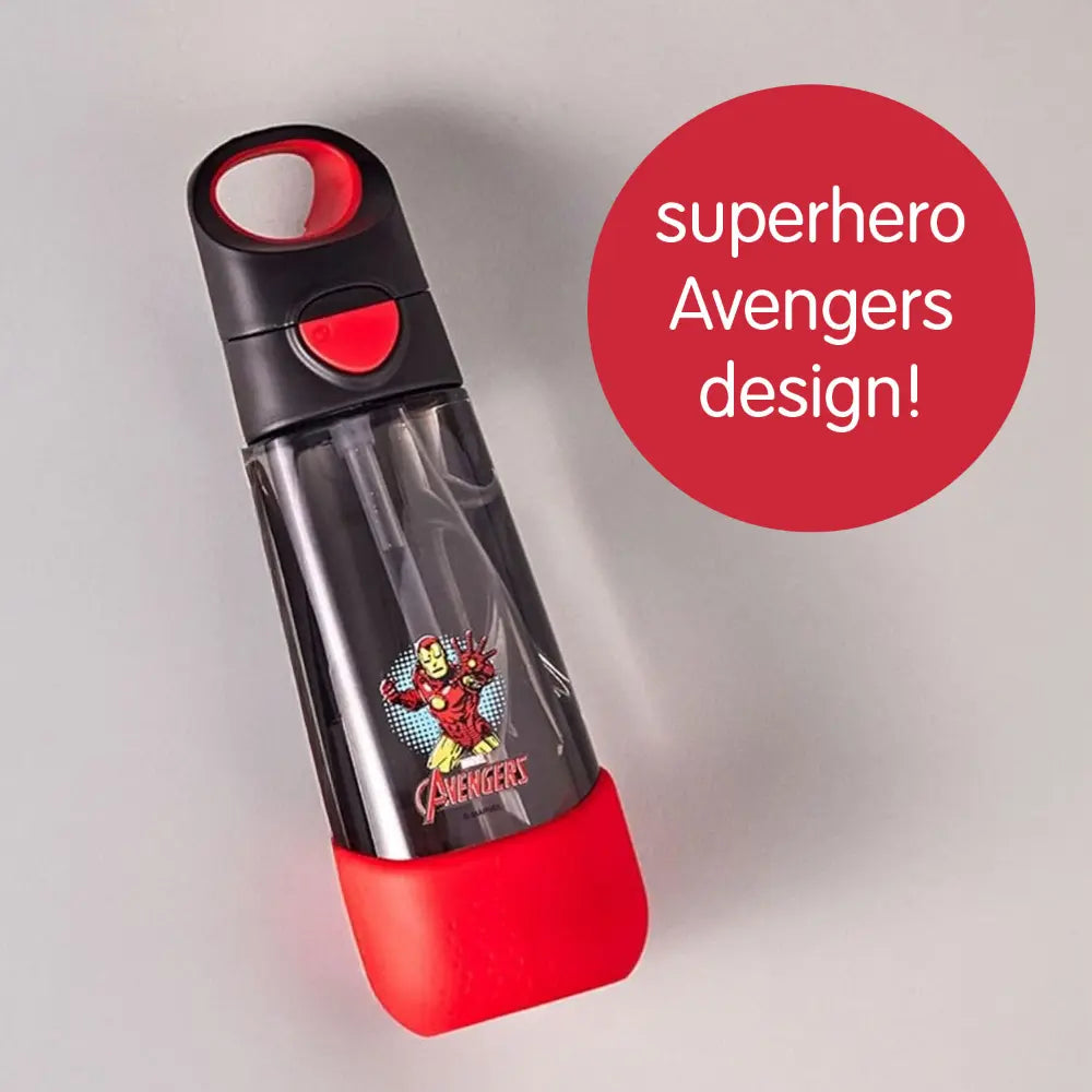 B.Box Avengers Tritan Straw Water Bottle for Kids – 600ml, Durable & Spill-Proof, BPA-Free, Easy Grip Design – Multicolour