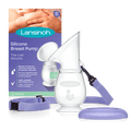Lansinoh Silicone Manual Breast Pump - Hands-Free Suction, Fits Securely On All Shapes & Size, Helps To Collect Milk On One Side While Breast Feeding On The Other, Milk Collector With Lid & Neck Strap