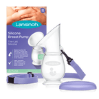Lansinoh Silicone Manual Breast Pump - Hands-Free Suction, Fits Securely On All Shapes & Size, Helps To Collect Milk On One Side While Breast Feeding On The Other, Milk Collector With Lid & Neck Strap
