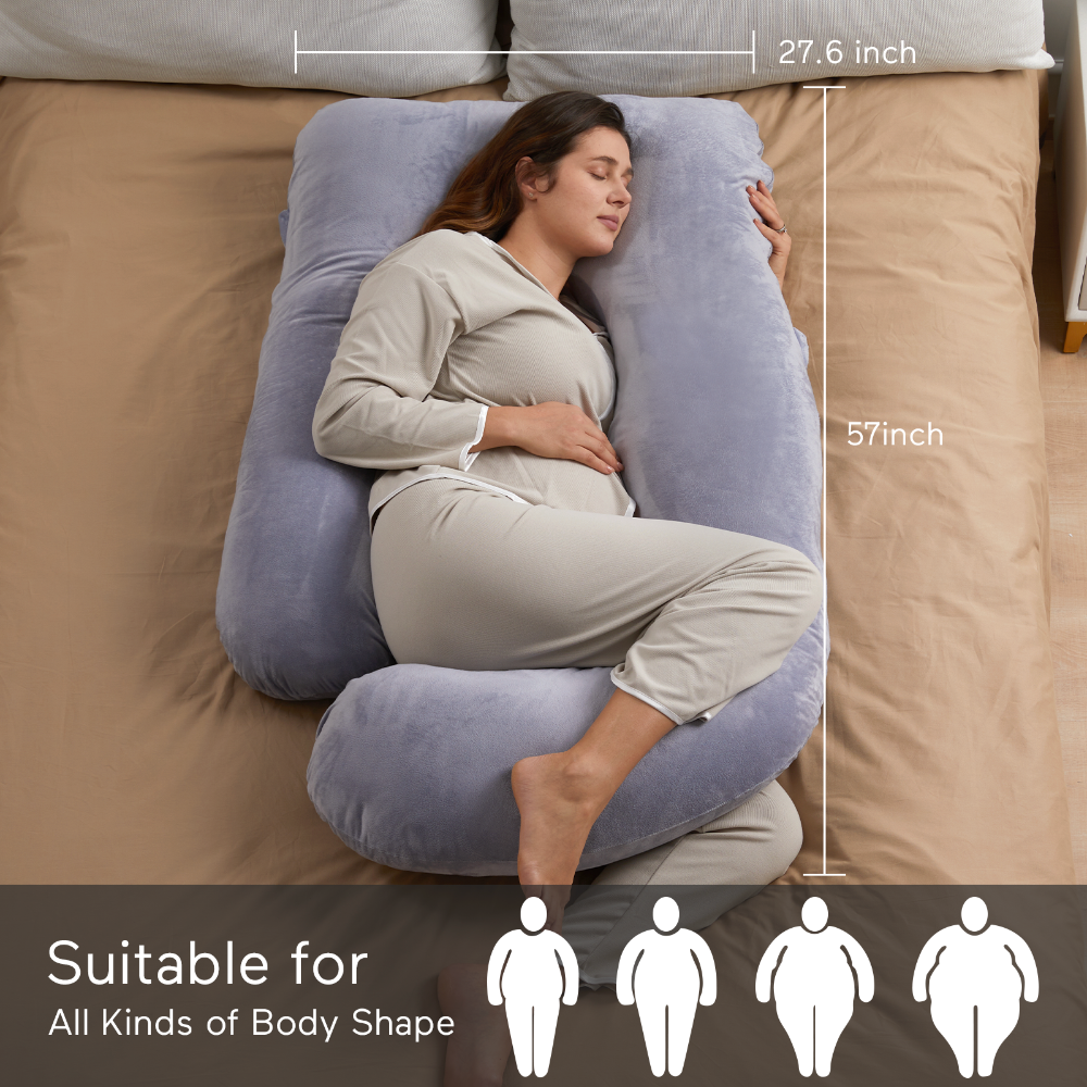 Momcozy G Shaped Cooling Fabric Pregnancy Pillow White