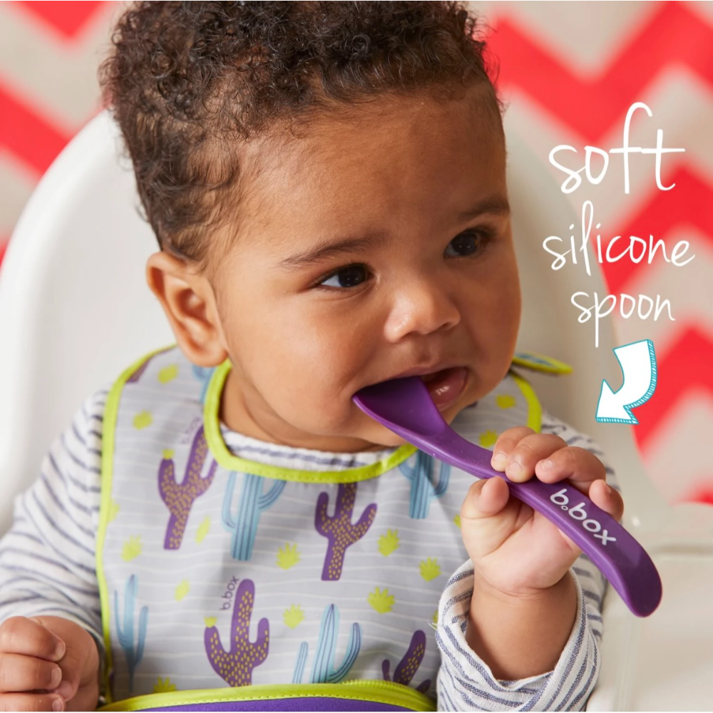 B.Box Travel Bib & Flexible Soft Bite Spoon Set