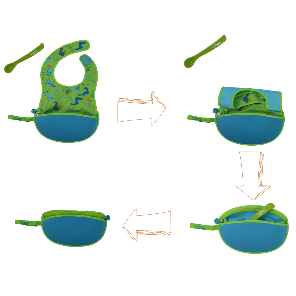 B.Box Travel Bib & Flexible Soft Bite Spoon Set