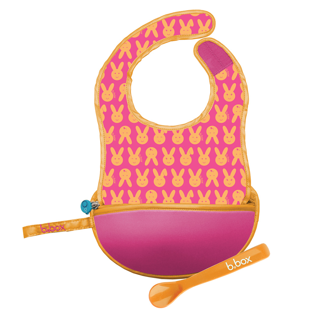 B.Box Travel Bib & Flexible Soft Bite Spoon Set