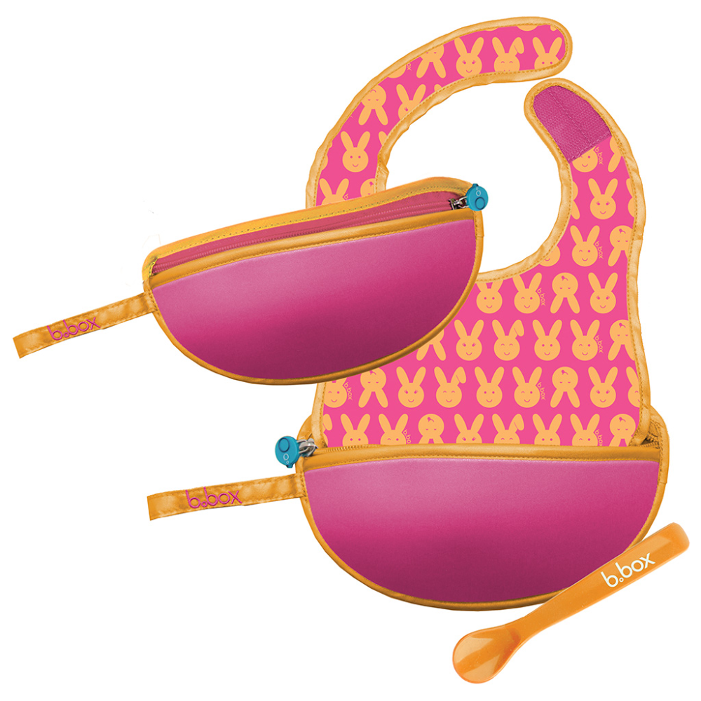 B.Box Travel Bib & Flexible Soft Bite Spoon Set