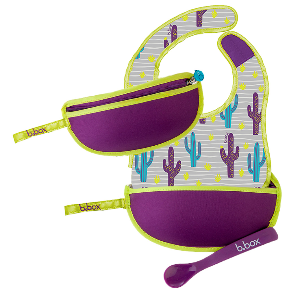 B.Box Travel Bib & Flexible Soft Bite Spoon Set